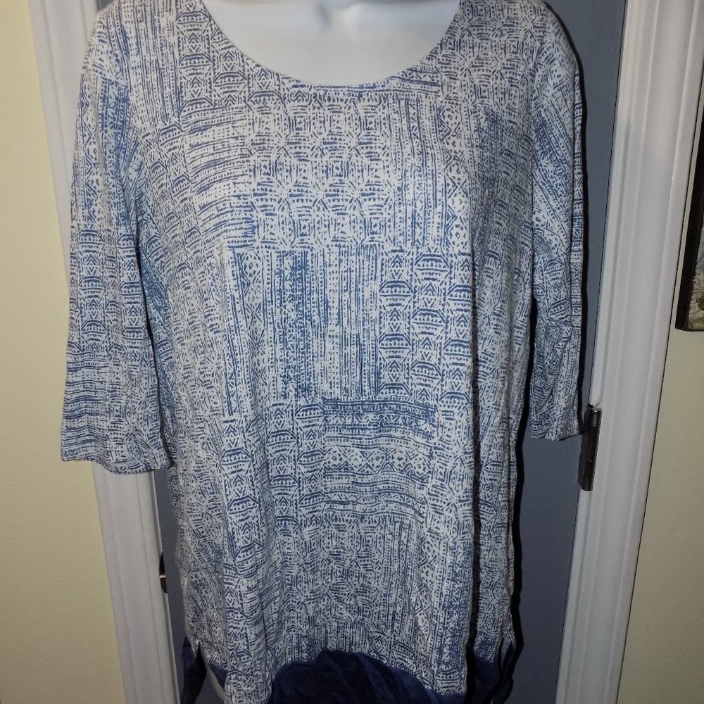 J. Jill Pure Jill PJ A Line Print Tunic 3/4 Sleeve